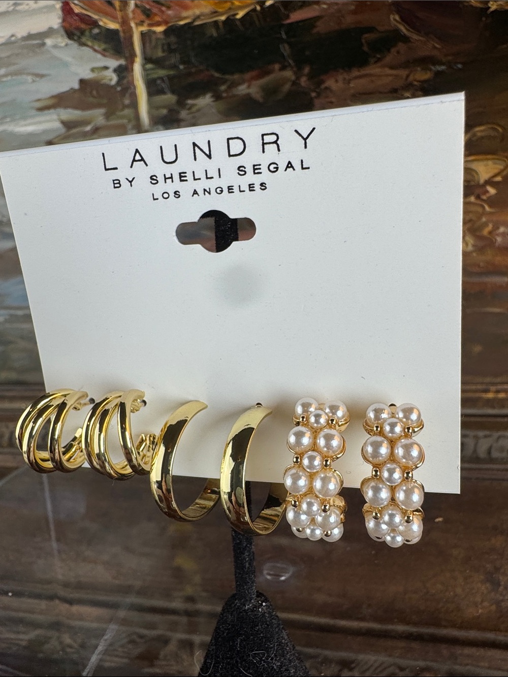 0730-Laundry By Shelli Segal Gold and Pearl Earring Set